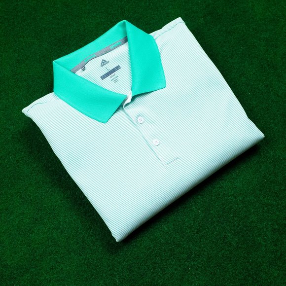 adidas Other - adidas Golf White w/ Mint Green Stripes Polo